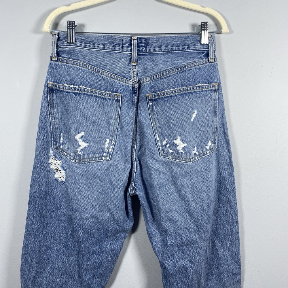 Agolde 90s Fit Jeans Womens 26 Blue Distressed High Rise Straight Leg Button Fly - Picture 4 of 10